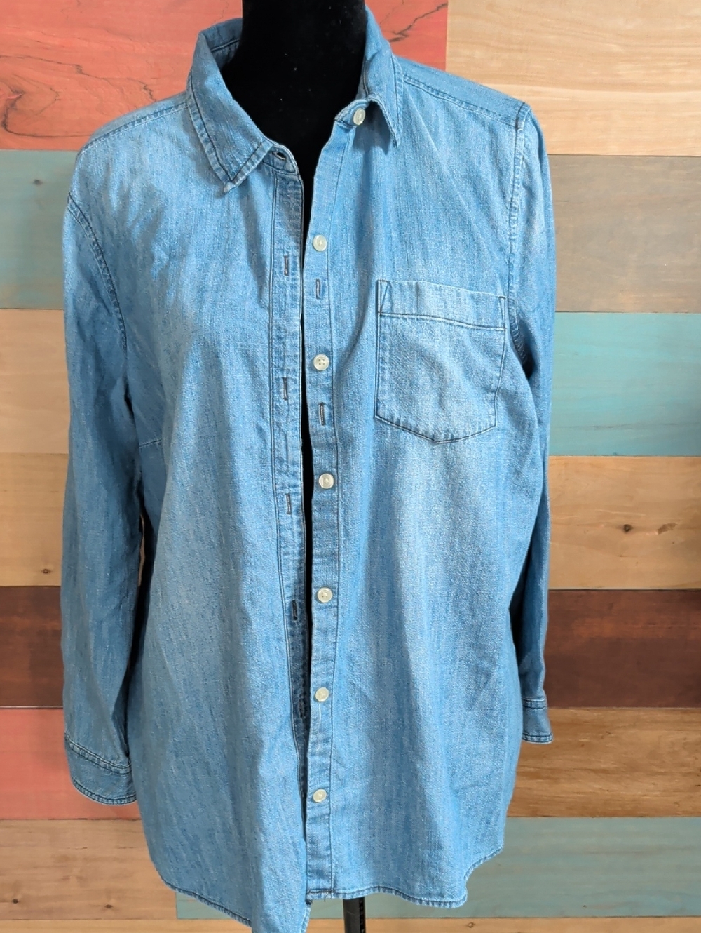 Old Navy Light Blue Denim Button-Down Shirt